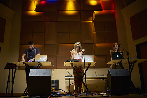 Frost School of Music's Laptop Ensemble performing at Clarke Recital Hall